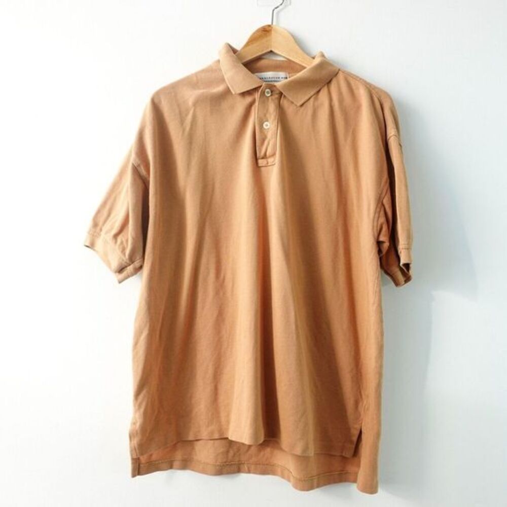 Vintage Bloomingdales Mens Shirt Medium Beige Polo PETERBOROUGH ROW Baggy Sporty